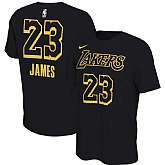 Men's Lakers 23 LeBron James Black Nike Restart Name & Number T-Shirt,baseball caps,new era cap wholesale,wholesale hats
